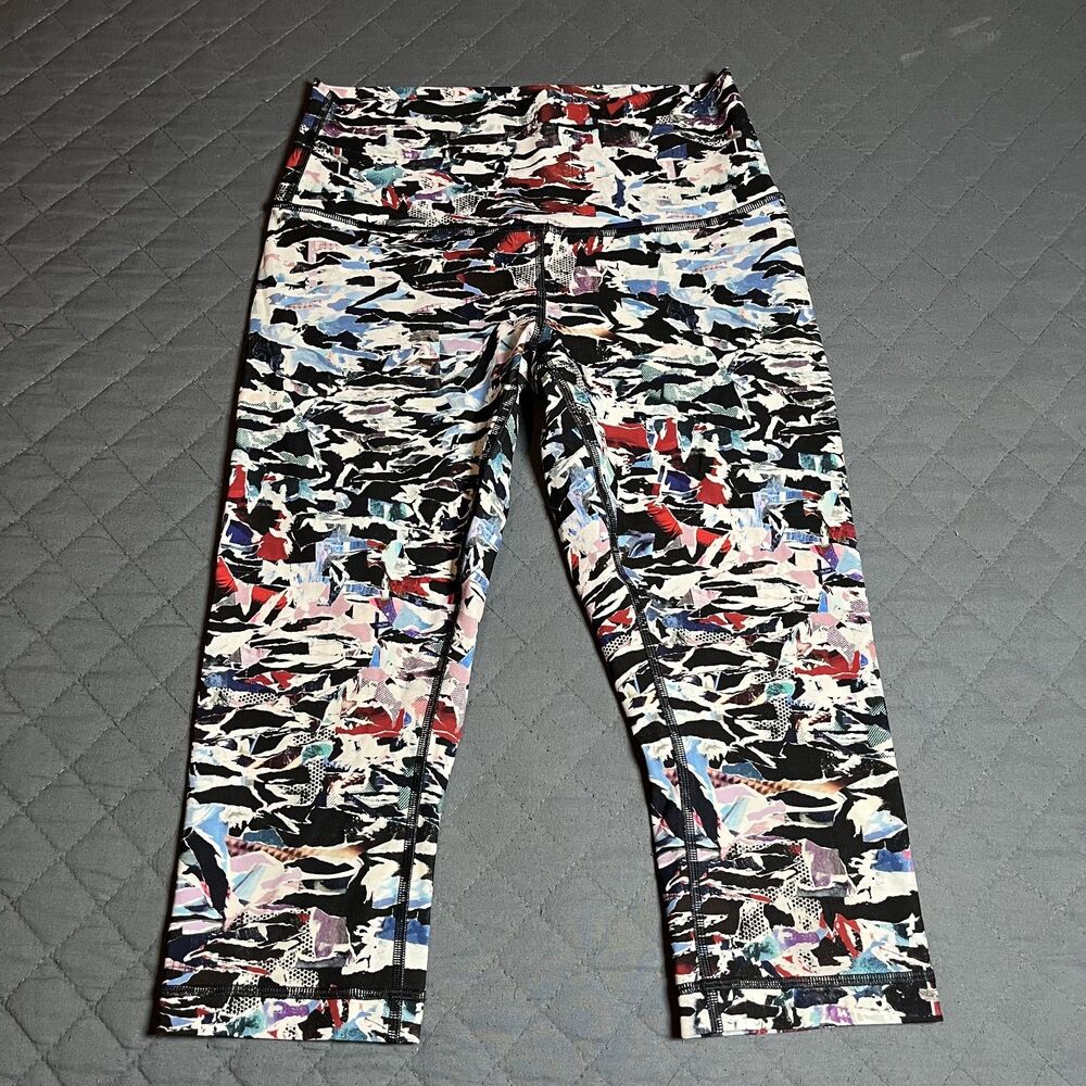 Lululemon Wunder Under High Rise Crop Leggings 17” Geometric Print Size 6
